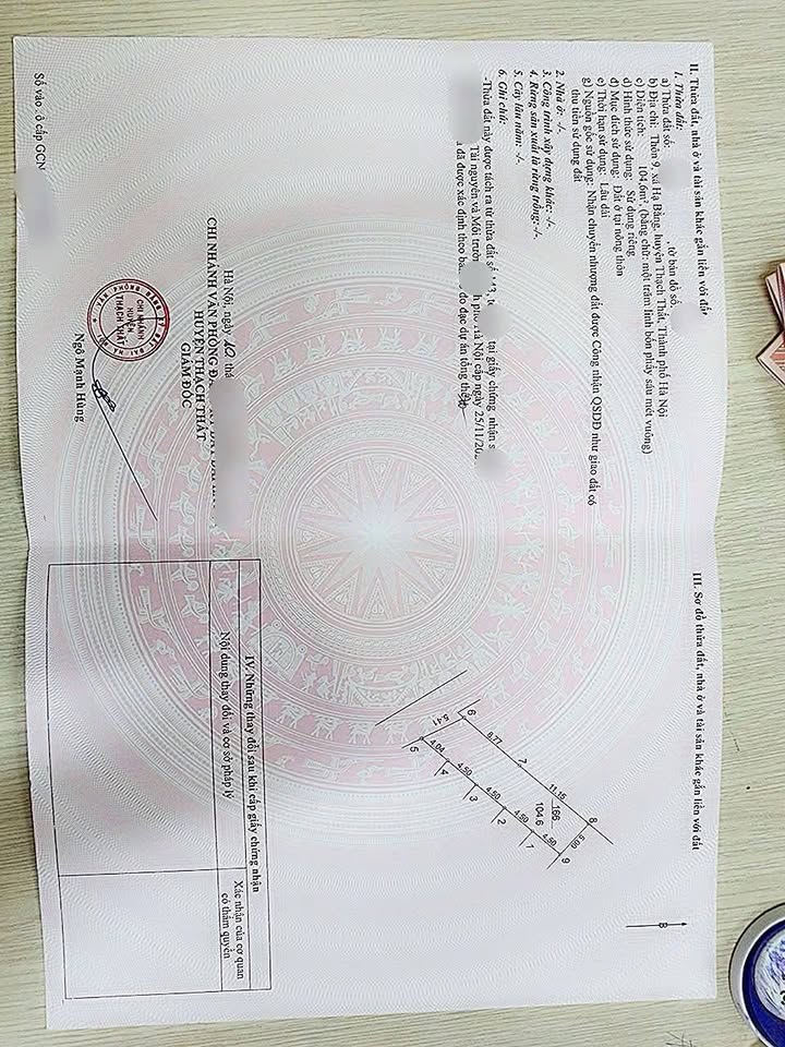 Đất thổ cư 104m² Hạ Bằng, Thạch Thất giá 4 tỷ - Đầu tư sinh lời ngay!