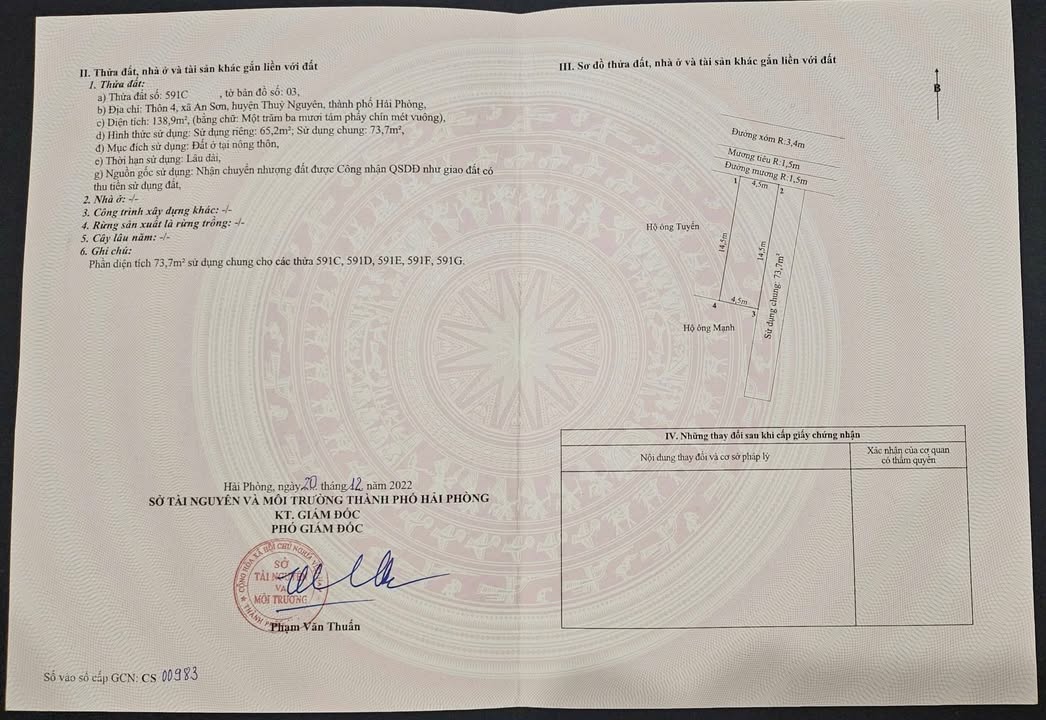 Đất nền An Sơn - Thủy Nguyên 65m² giá 950 triệu - Sổ đỏ chính chủ!