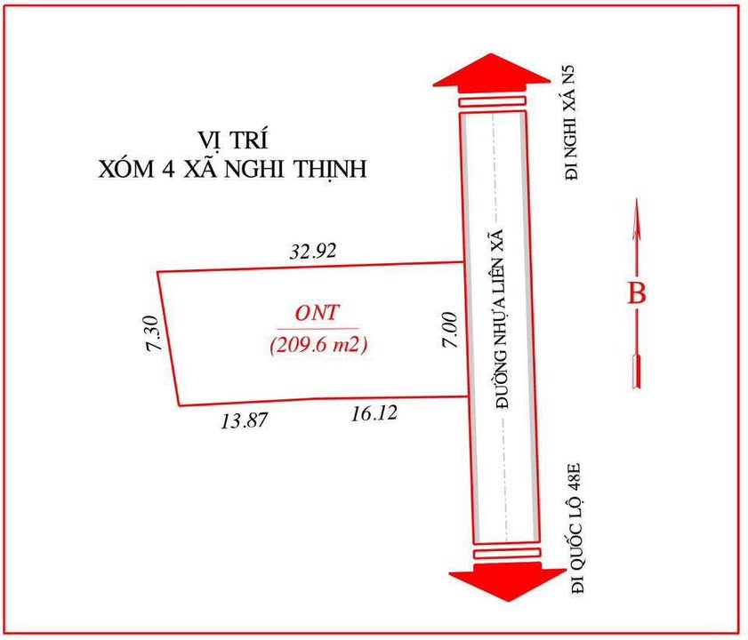 Đất mặt đường liên xã Nghi Thịnh 209m² giá 2.2 tỷ - Kinh doanh sầm uất!