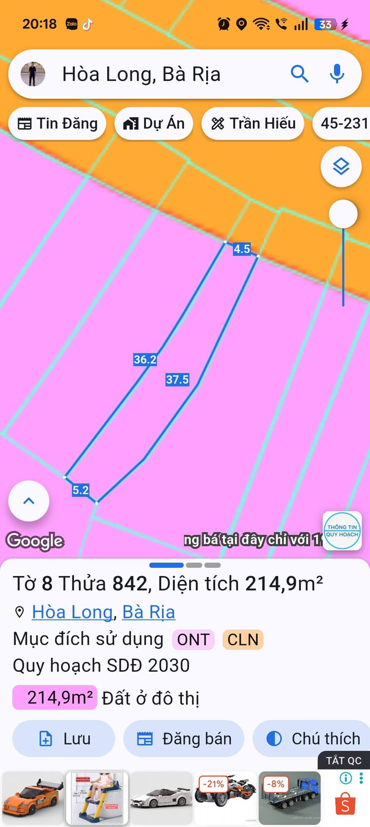 Đất mặt tiền Hương Lộ 3, xã Hoà Long, 215m² giá 2.48 tỷ - Đầu tư sinh lời ngay!