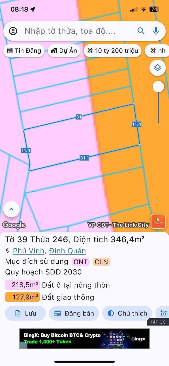 Đất thổ cư 341m² mặt tiền đường 115 Phú Vinh, giá 2 tỷ - Vị trí kinh doanh lý tưởng!