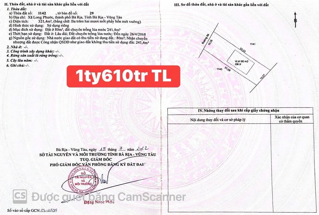 Đất nền Long Phước, Bà Rịa 330m² giá 1.6 tỷ - Không gian sống lý tưởng!