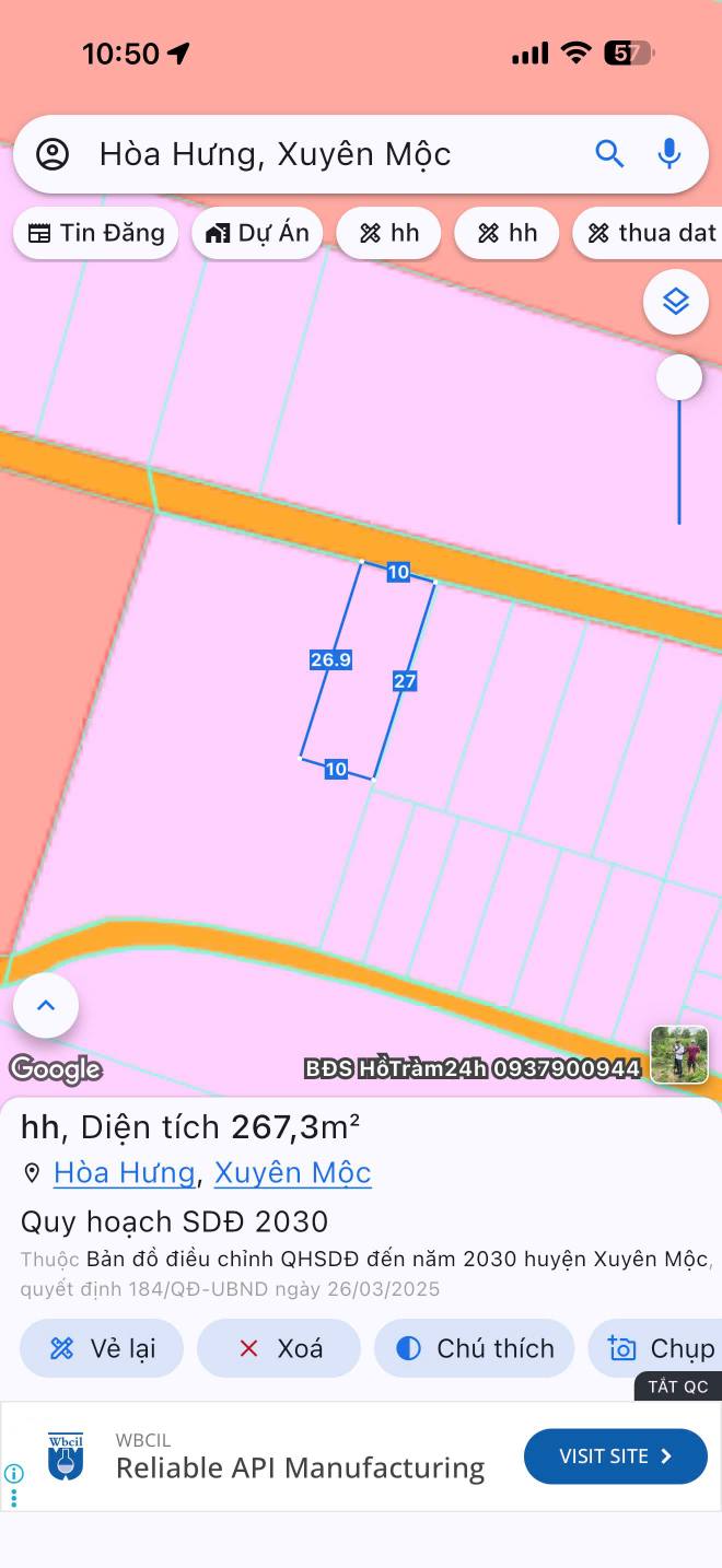 Đất nền đẹp Hoà Hưng, Xuyên Mộc 270m² giá 1.2 tỷ - Đầu tư sinh lời ngay!