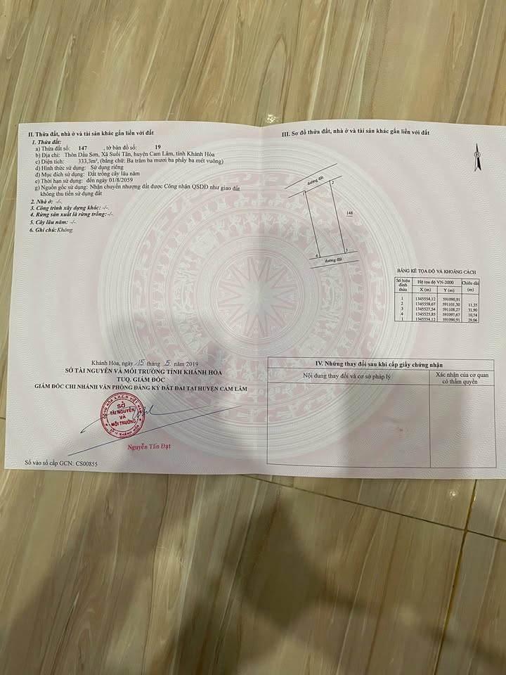 Đất nền Suối Tân - Cam Lâm 300m² giá 2.4 tỷ - Cần tiền bán gấp!