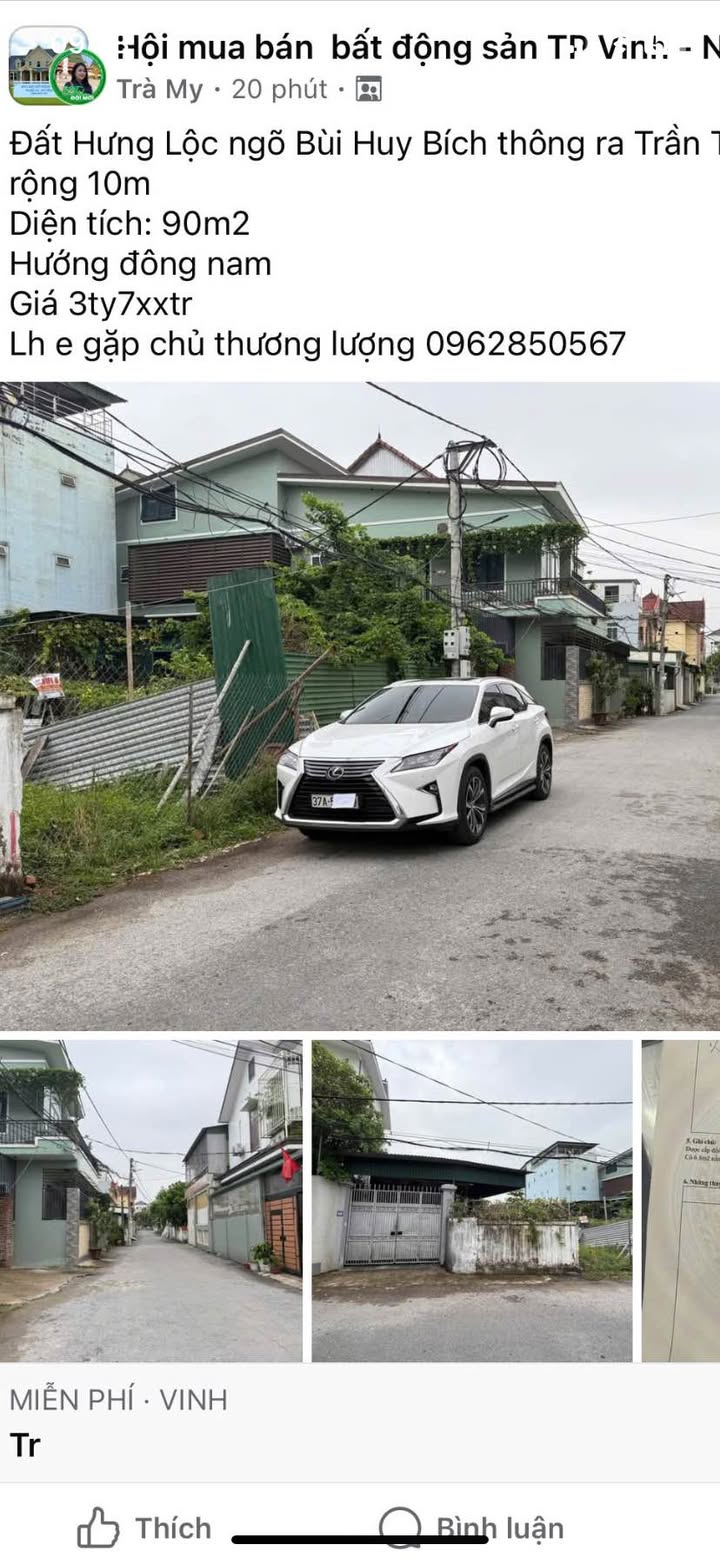 Đất Hưng Lộc Vinh 105m² giá 3.1 tỷ - Đường nhựa 10m, phong thủy tốt!