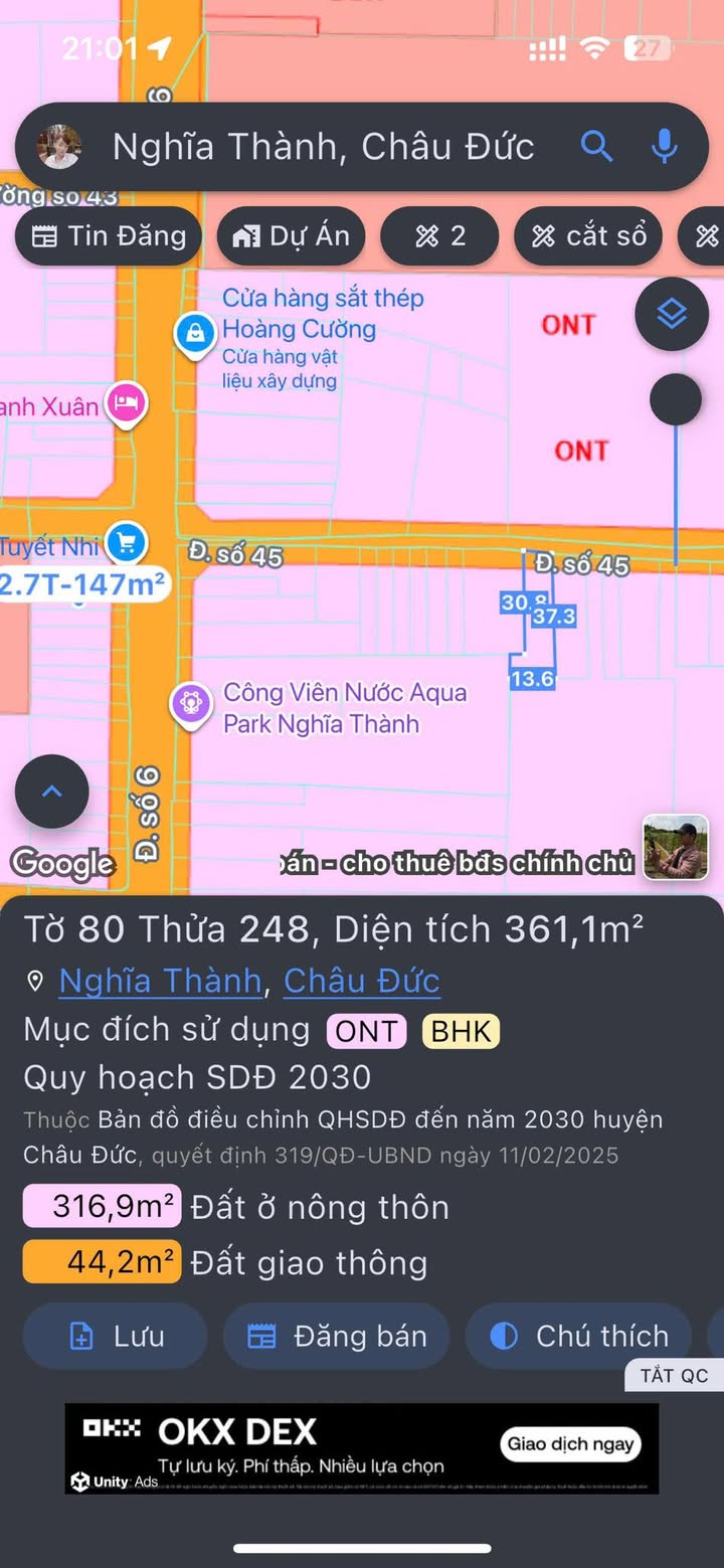 Đất nền đường 45, Nghĩa Thành, 296m² giá 1.44 tỷ - Đầu tư sinh lời lý tưởng!