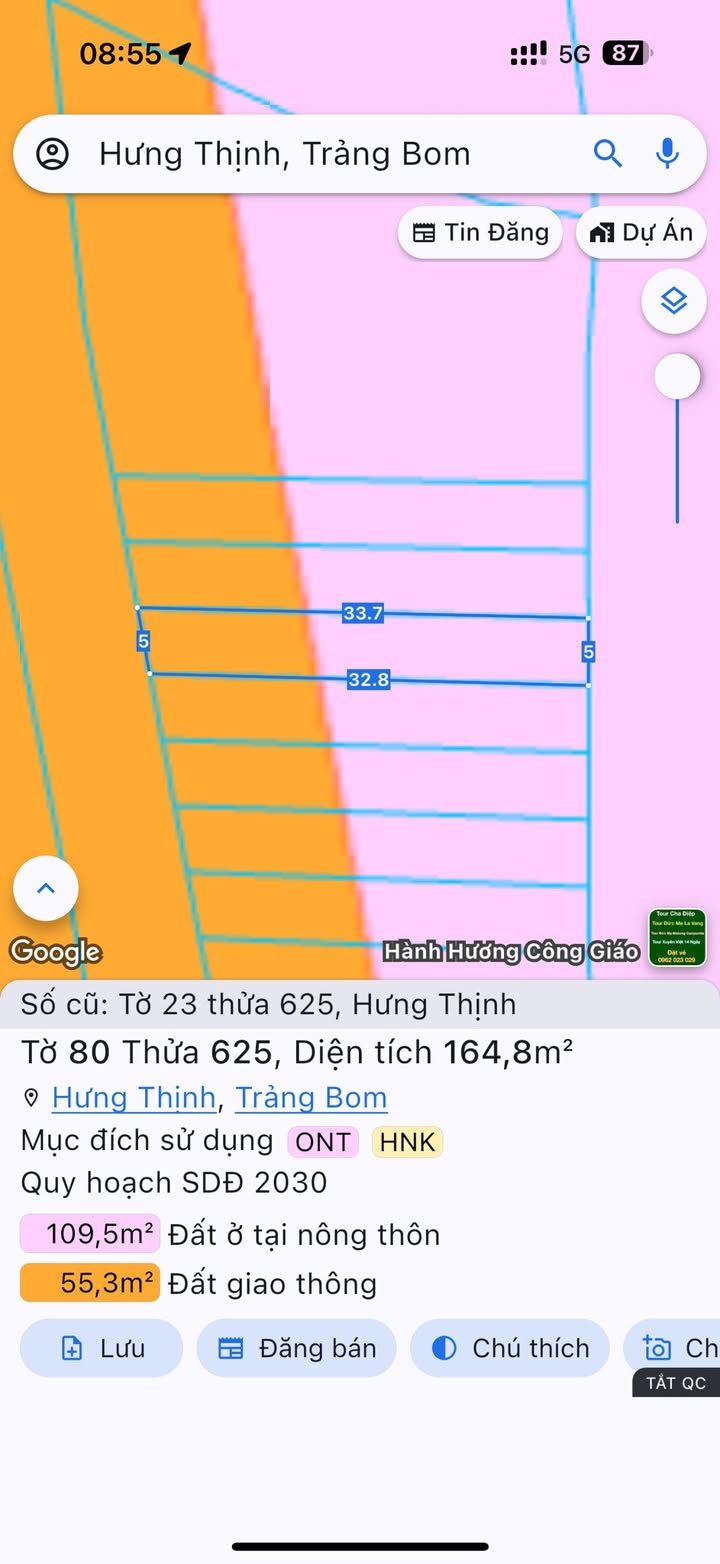 Đất nền xã Hưng Thịnh, Trảng Bom, 165m² giá 1.13 tỷ - Sổ đỏ chính chủ
