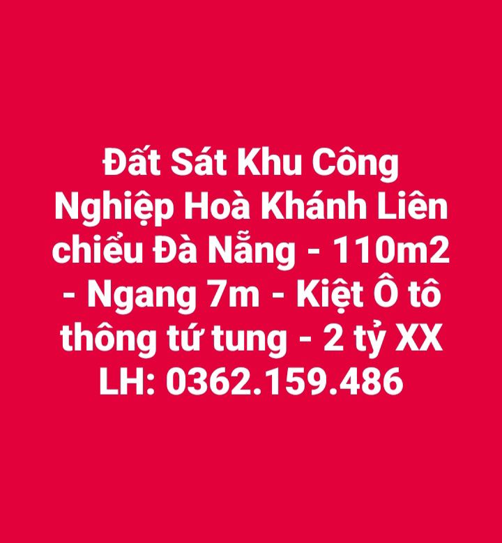 Đất nền Hòa Khánh Liên Chiểu Đà Nẵng 110m² giá 2 tỷ - Kiệt ô tô thông thoáng!