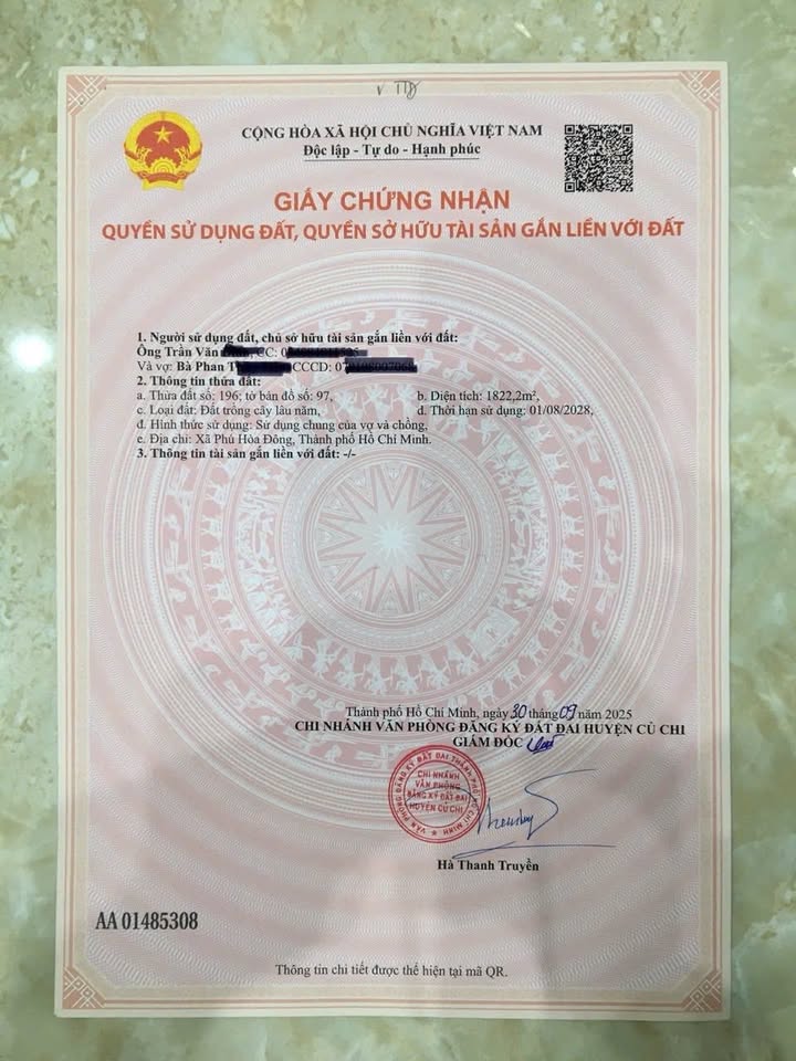 Đất CLN Phú Hòa Đông, Củ Chi 1822m² giá 21 tỷ - Vị trí vàng chờ đầu tư!