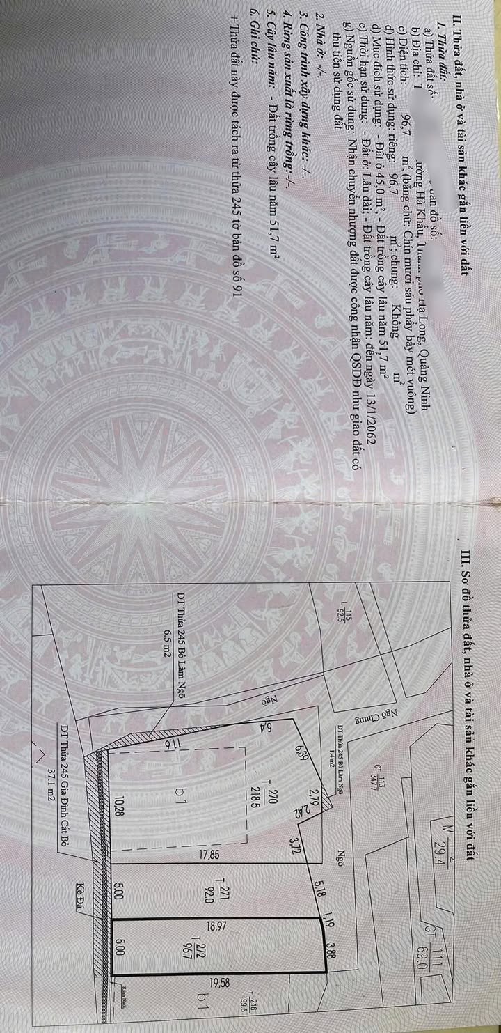 Đất nền Hạ Long 96m² giá 2.1 tỷ - Mặt tiền 5m, hướng Bắc