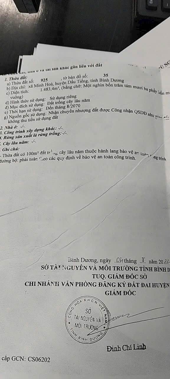 Đất nền Minh Thạnh Dầu Tiếng 1520m² giá 1 tỷ - Cơ hội đầu tư tuyệt vời!