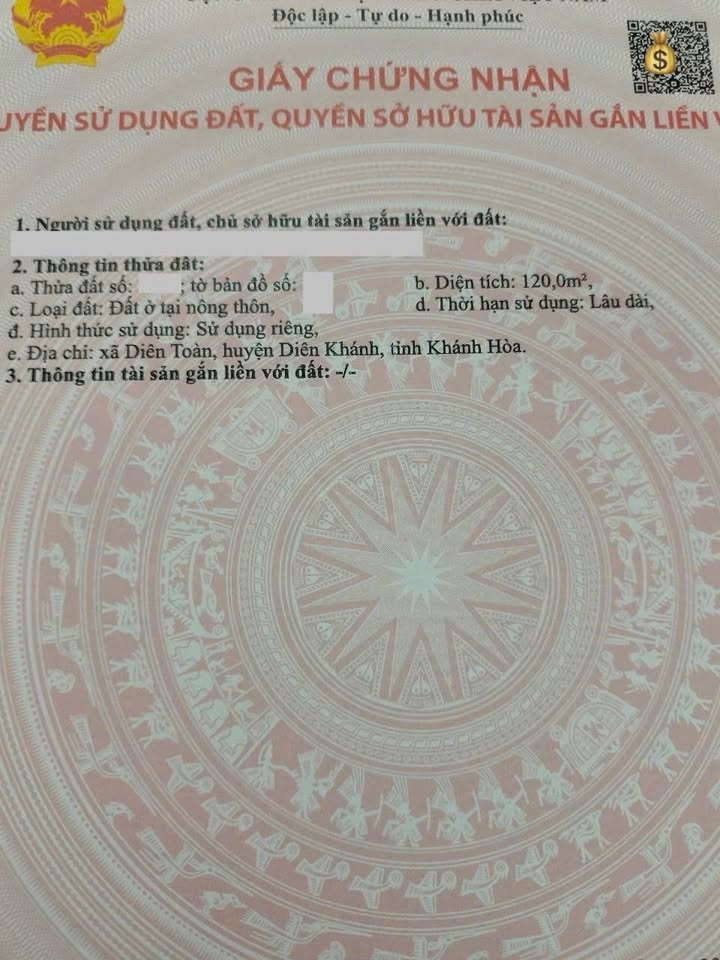 Lô đất TĐC Diên Toàn 120m² giá 2.69 tỷ - Đường rộng 13m, xây dựng tự do!