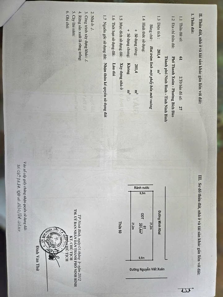 Đất đẹp đường Nguyễn Viết Xuân, phường Bích Đào, Ninh Bình 201.4m² giá 19 tỷ - Cơ hội đầu tư tuyệt vời!