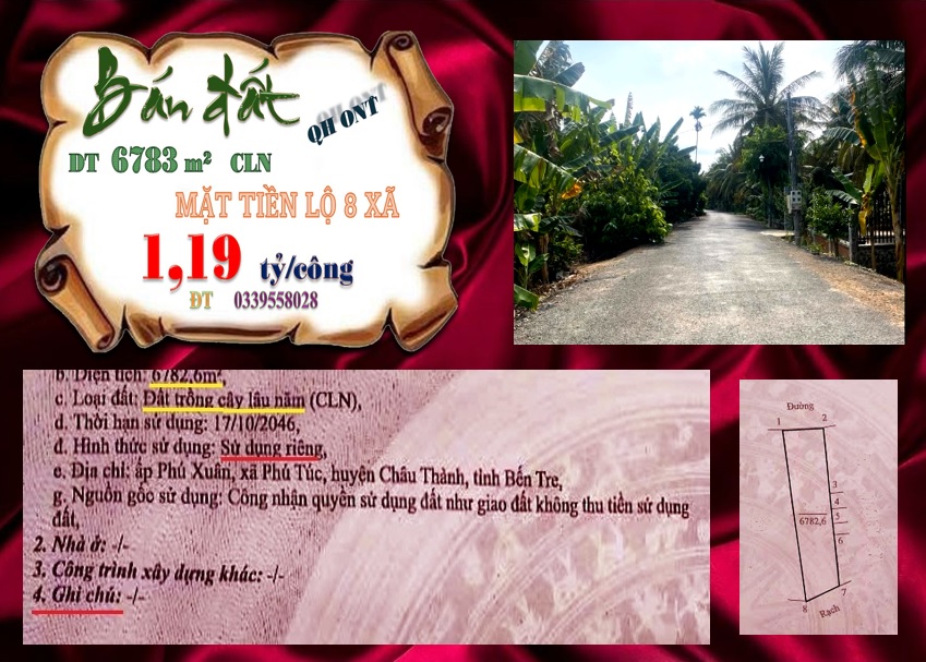 Đất vườn Phú Túc, Châu Thành 6783m² giá 8 tỷ - Tiềm năng đầu tư lớn!