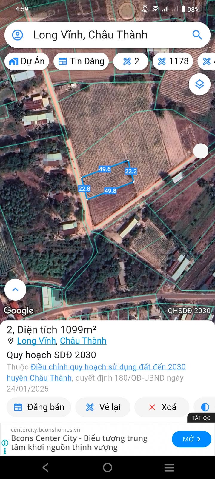 Đất nền xã Long Chữ, Tây Ninh 1100m² giá chỉ 1.21 tỷ - Đầu tư sinh lời nhanh chóng!