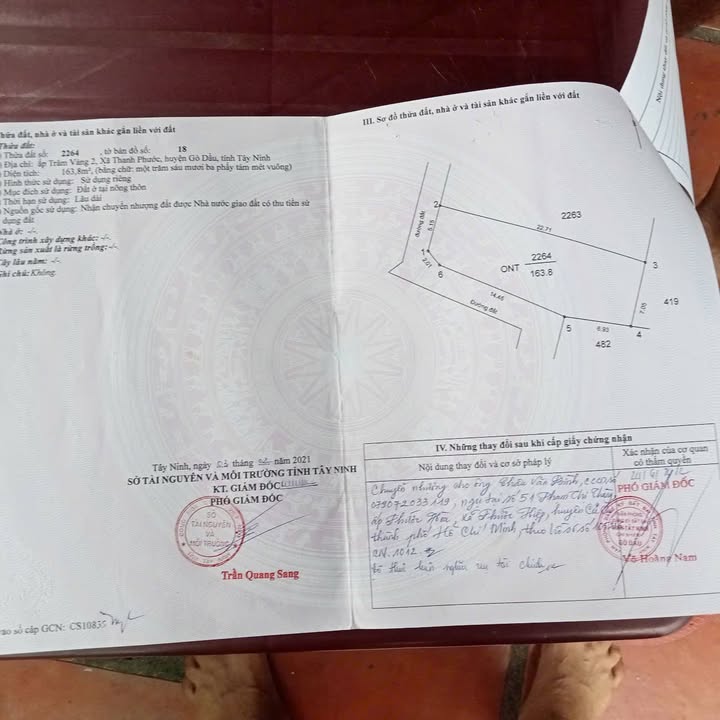 Đất thổ cư 2 mặt tiền tại ấp Trâm Vàng 2, Gò Dầu, Tây Ninh 110m² giá 850 triệu - Cơ hội đầu tư hấp dẫn!