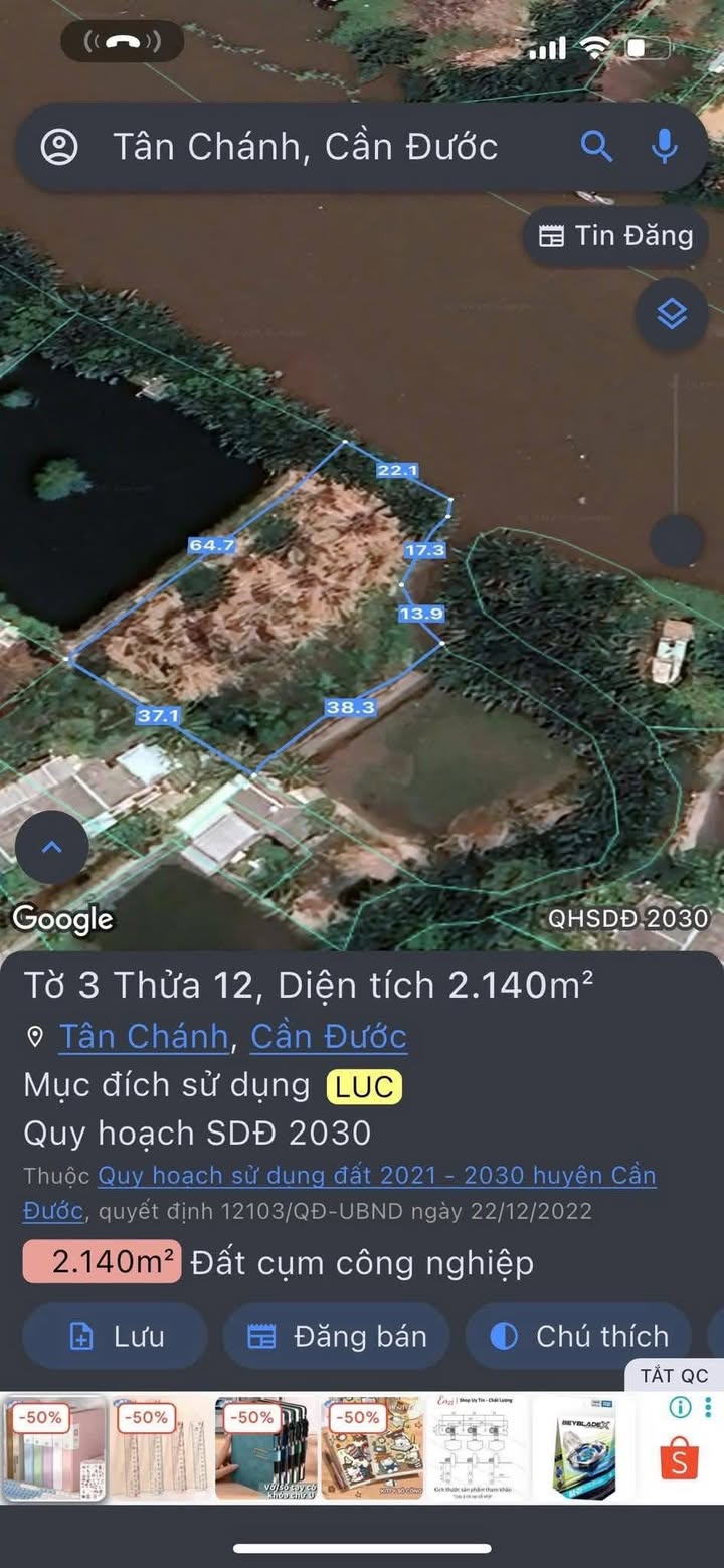 Đất lúa 2138m² xã Tân Chánh, Cần Đước chỉ 220 triệu - Cơ hội đầu tư hấp dẫn!