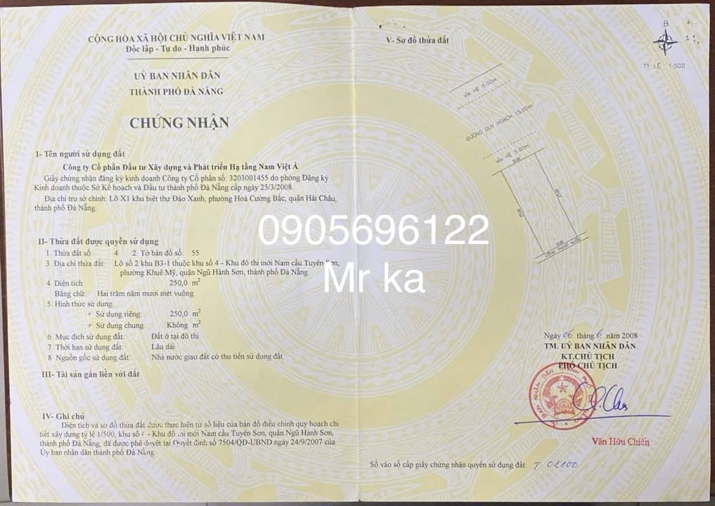 Lô đất biệt thự sát sông Bùi Tá Hán, Đà Nẵng 250m² giá 22.8 tỷ - Cơ hội đầu tư hiếm có!