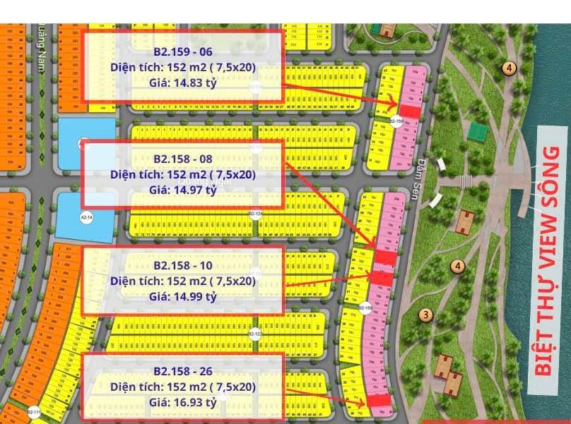 Biệt thự Nam Hòa Xuân 152m² giá 14 tỷ - View sông tuyệt đẹp!