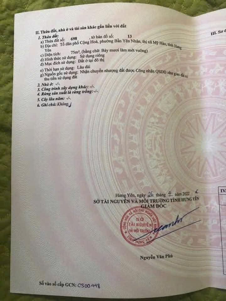 Đất thổ cư Bần Yên Nhân 75m² giá 1 tỷ - Ô tô vào tận nơi!