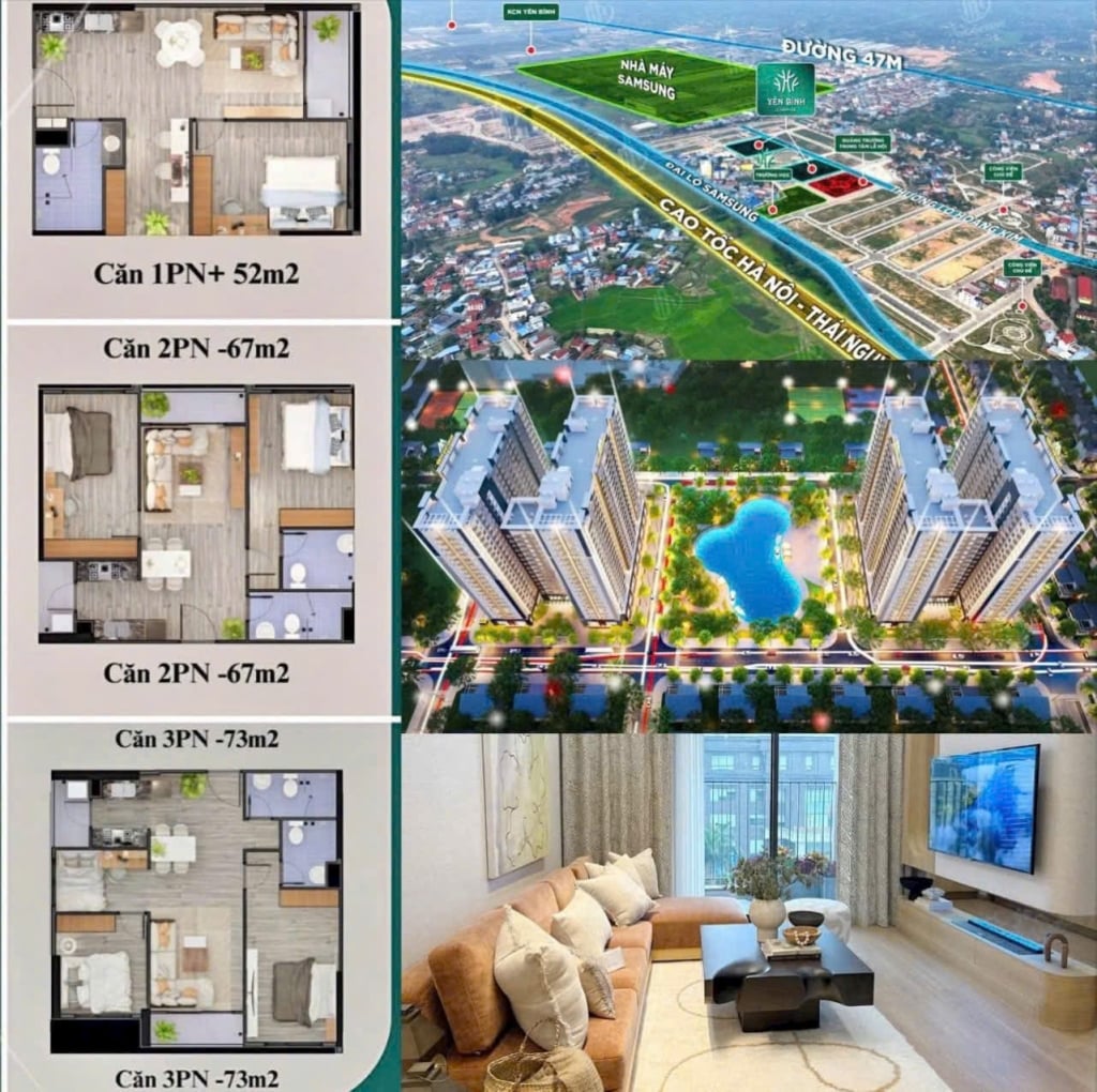 Chung cư Yên Bình Complex Phổ Yên 52m² giá 2 tỷ - Đầu tư sinh lời hấp dẫn!