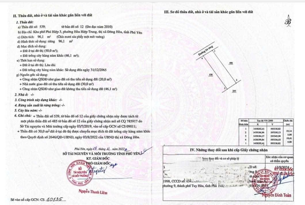Đất thổ cư 97m² ngay chợ Phú Hiệp, Hòa Hiệp Trung - Sổ hồng chính chủ chỉ 690 triệu!
