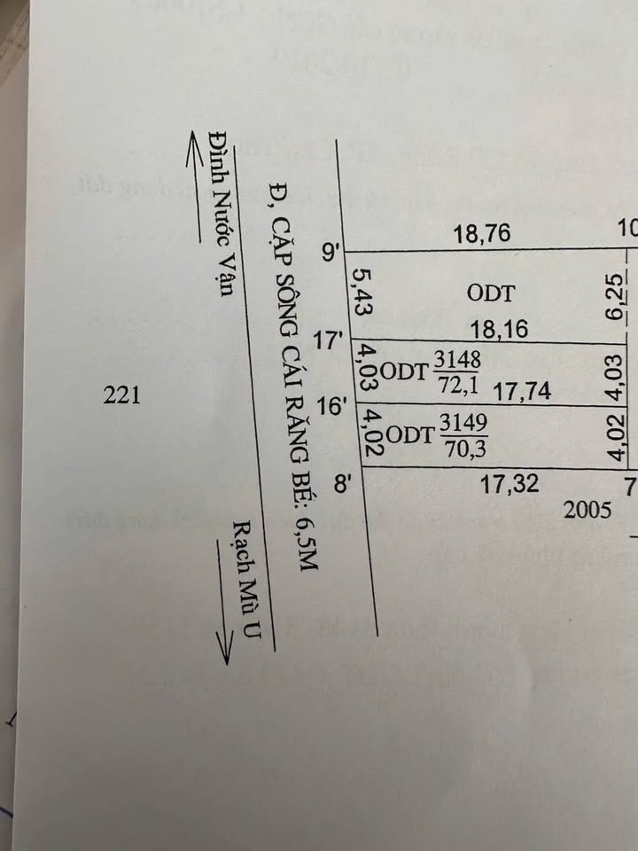 Đất nền Đường Cặp Sông Cái Răng Bé 70.3m² giá 1.5 tỷ - Cơ hội đầu tư tuyệt vời!