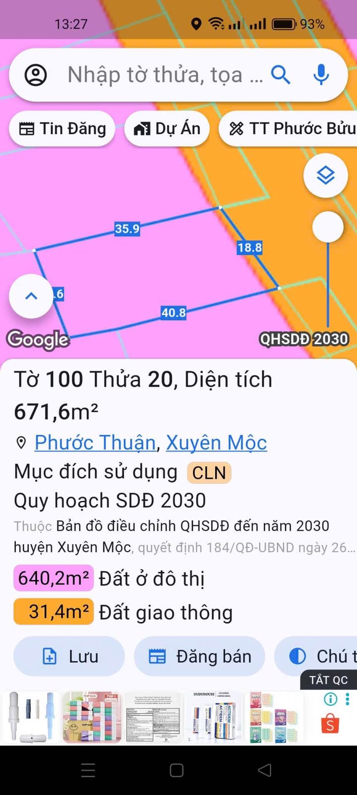 Đất mặt tiền đường Xuyên Phước Cơ, xã Hồ Tràm, 671m² giá 9 tỷ - Đầu tư sinh lời tốt!