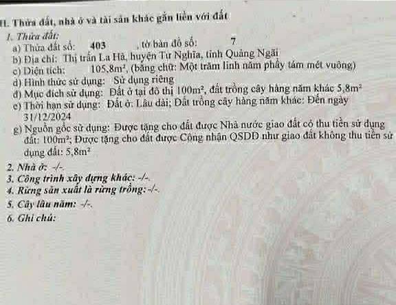 Đất nền La Hà, Tư Nghĩa 105m² - Cơ hội đầu tư không thể bỏ lỡ!