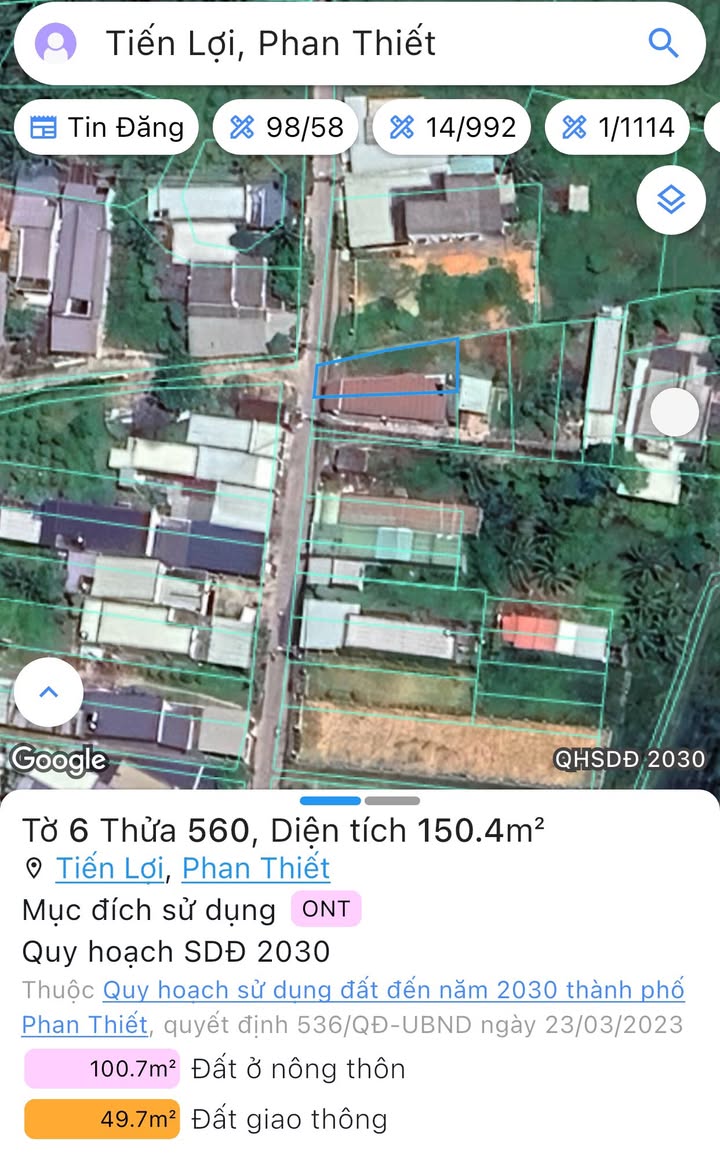 Đất thổ cư Tiến Lợi Phan Thiết 150m² giá 1.55 tỷ - Đầu tư sinh lời ngay!