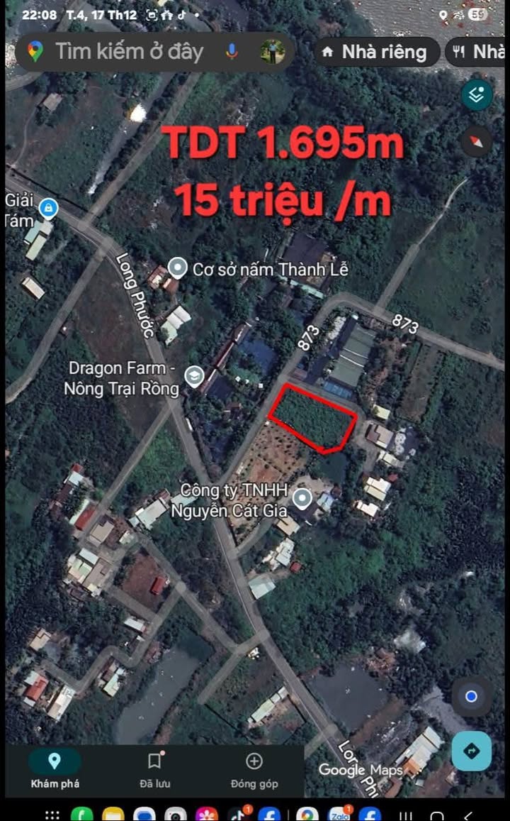 Đất vườn 2 mặt tiền Hẻm 873 Long Phước 1695m² giá 25.425 tỷ - Sổ hồng chính chủ!