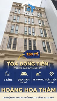 Townhouse 300m² Hoàng Hoa Thám Ba Đình giá 150 tỷ - Doanh thu 6 tỷ/năm!