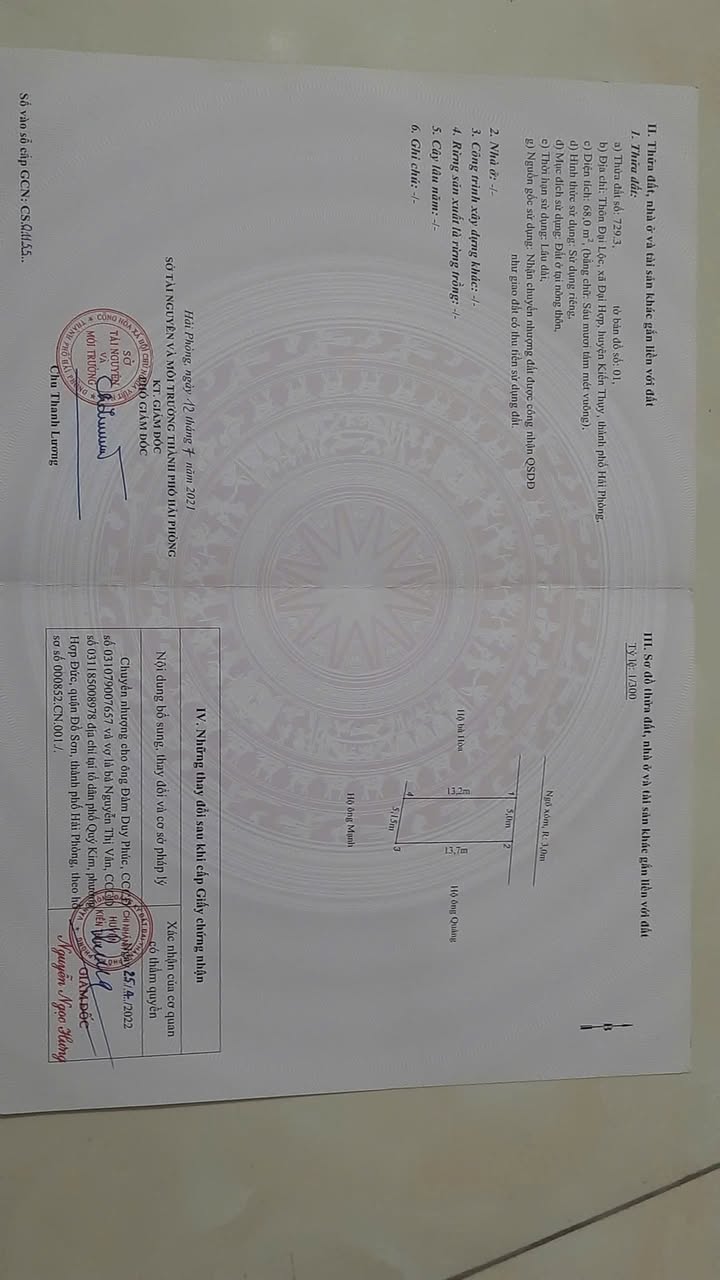 Đất nền Đại Hợp Kiến Thụy 68m² giá thỏa thuận - Gần chợ và trường học!