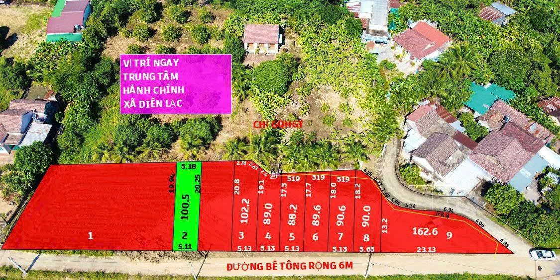 Đất nền thổ cư Diên Lạc 100.5m² giá chỉ 950 triệu - Đối diện khu hành chính mới!