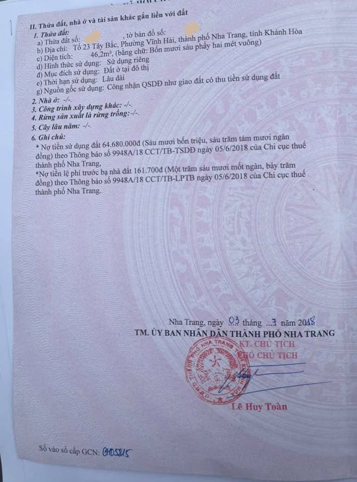Đất nền Vĩnh Hải, Nha Trang 48.2m² giá 2.1 tỷ - Sổ hồng chính chủ!