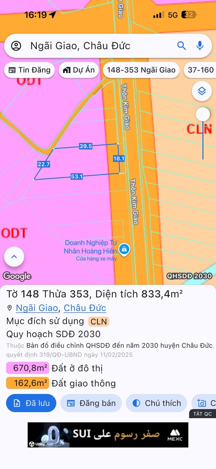 Đất nền 2 mặt tiền QL 56B Thôn Kim Giao 833m² giá 4.1 tỷ - Cơ hội đầu tư vàng!