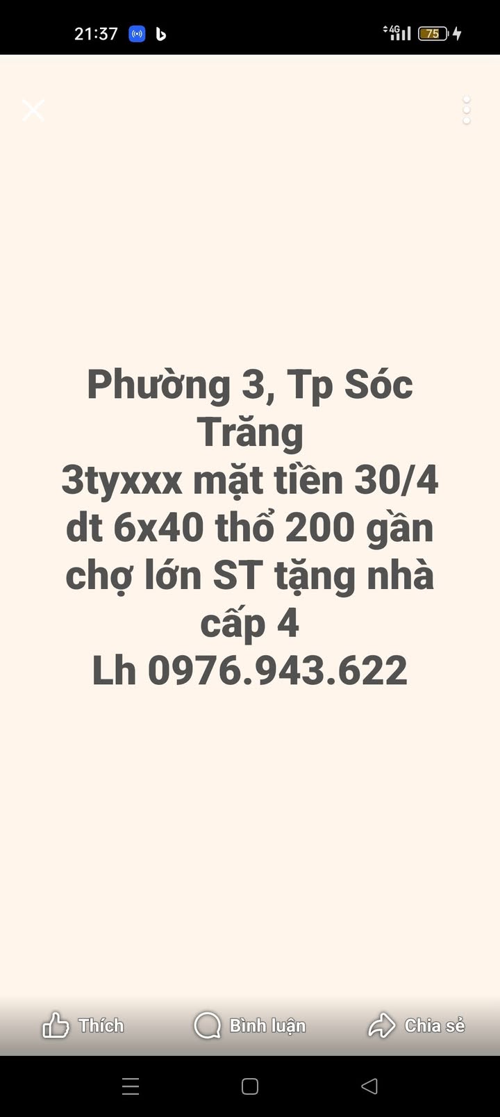 Đất nền phường 3, Tp Sóc Trăng 240m² giá 3 tỷ - Gần chợ lớn, tặng nhà cấp 4!