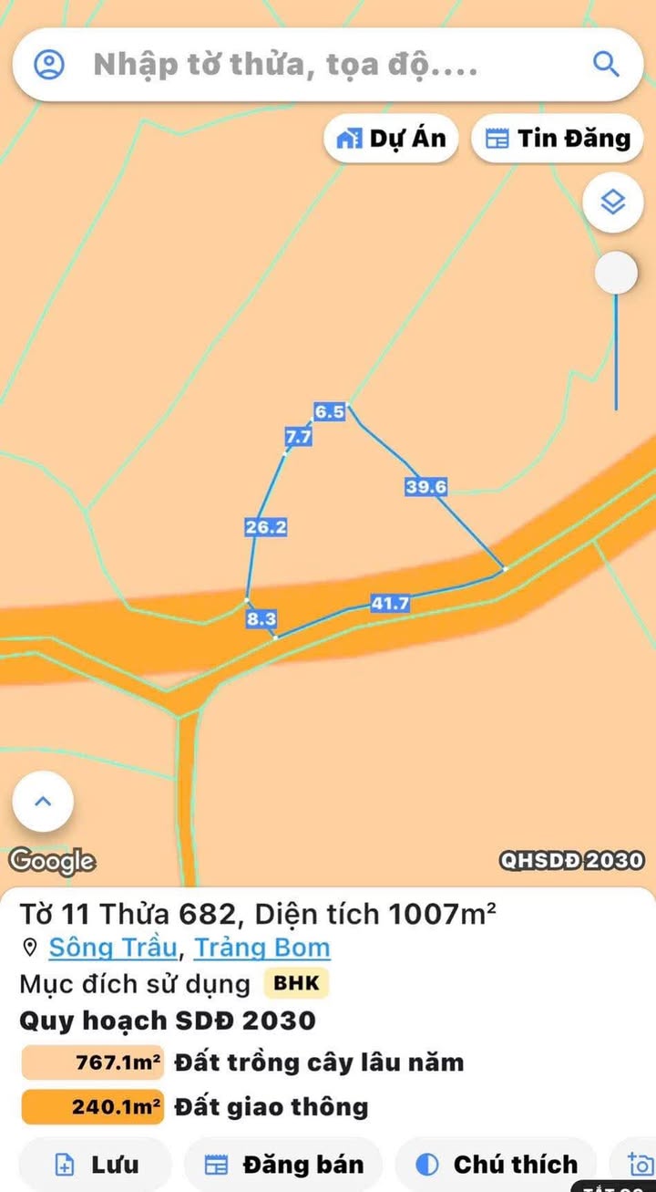 Đất nền 1 sào tại ấp 7, xã Sông Trầu, Trảng Bom - Giá 1.05 tỷ, sổ riêng