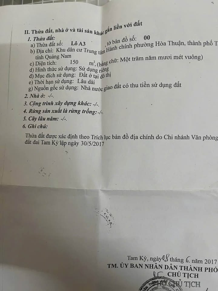 Đất nền Hòa Thuận, Tam Kỳ 150m² giá 1.8 tỷ - Cơ hội đầu tư hấp dẫn!