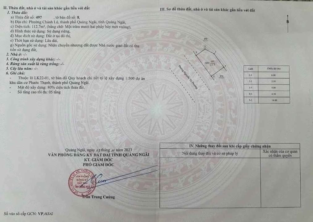 Đất nền đường Nguyễn Tri Phương, Quảng Ngãi 112m² giá 2 tỷ - Vị trí đắc địa cho đầu tư!