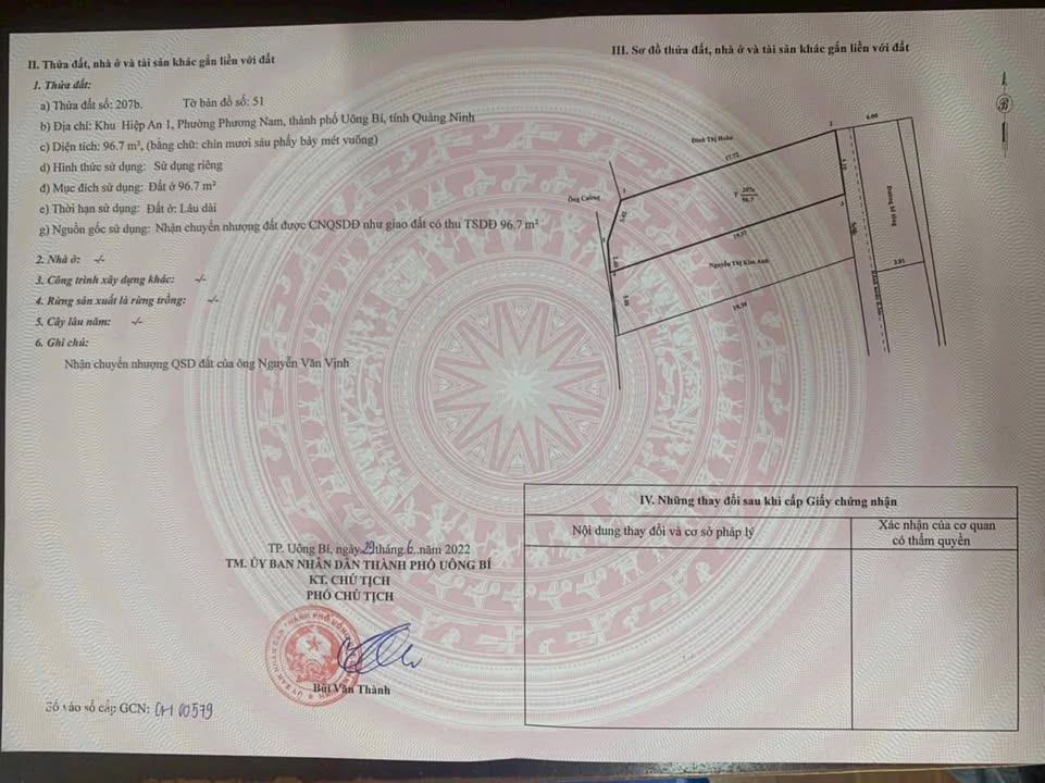 Đất nền khu Hiệp An 1, phường Yên Tử, Uông Bí 96,7m² giá 1,3 tỷ - Đầu tư sinh lời cao!