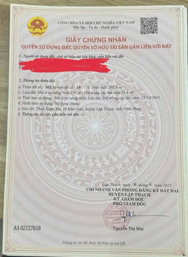 Đất vườn Bàn Giản, Lập Thạch 205m² giá chỉ 2.x tỷ - Đầu tư lý tưởng!