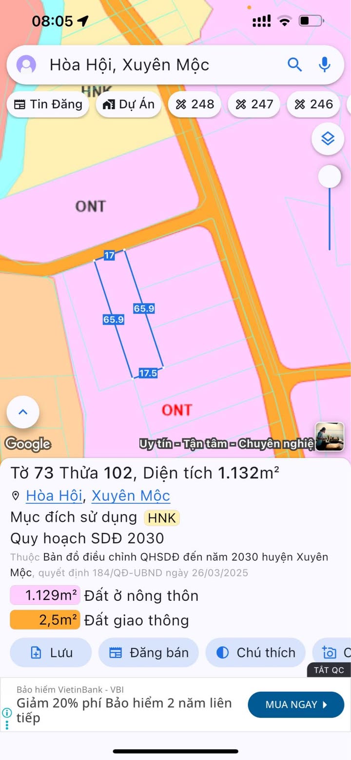 Đất nền Hòa Hội, Xuyên Mộc 1132m² giá chỉ 1.28 tỷ - Tiềm năng đầu tư lớn!