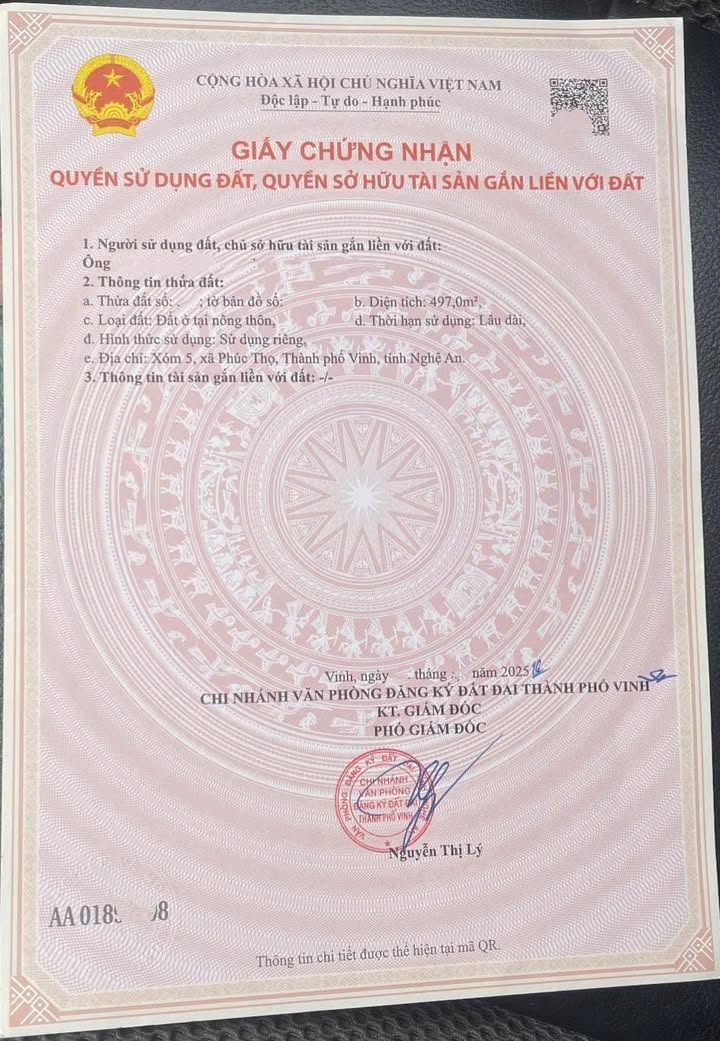 Bán đất kèm nhà cấp 4 Xóm 5, Vinh Lộc 500m² chỉ 4.2 tỷ - Hướng Đông Bắc, gần Uỷ Ban!