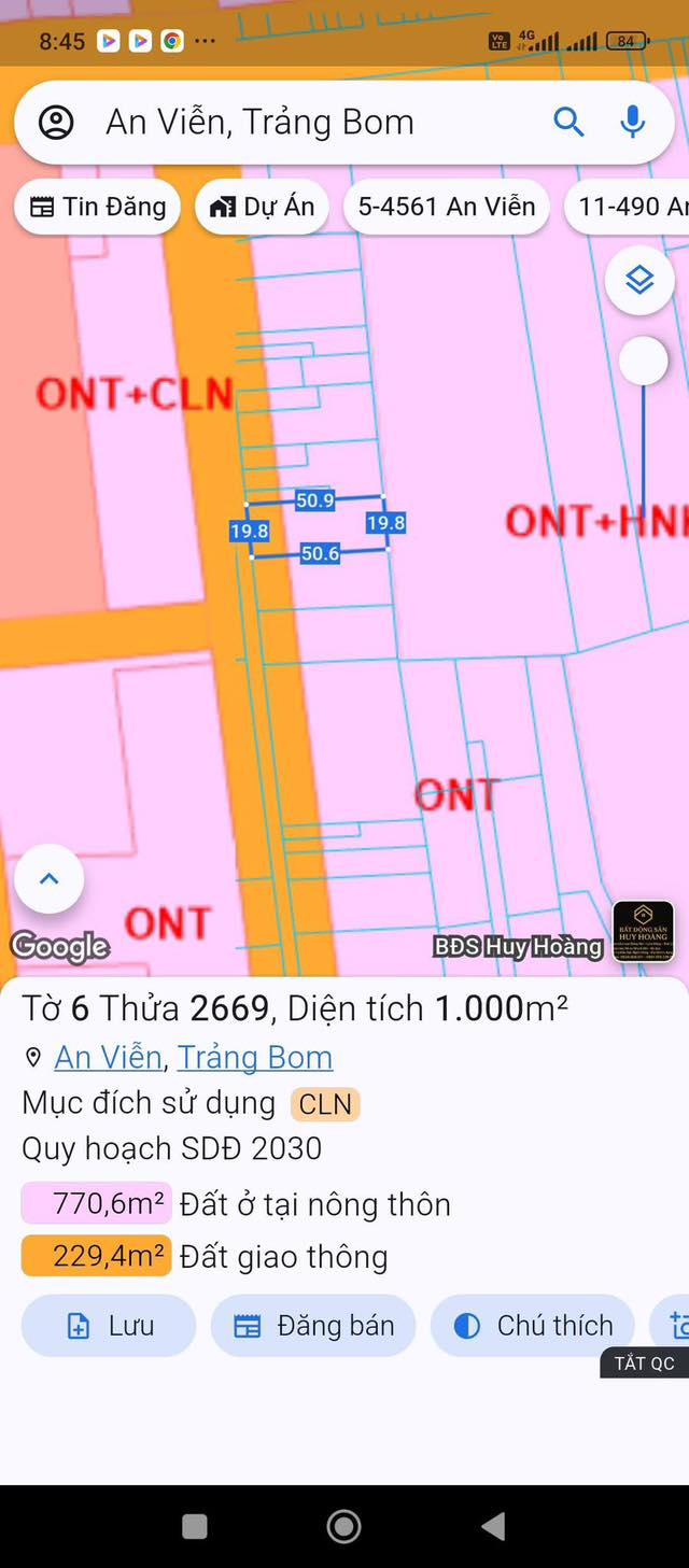 Đất nền Ấp 3 An Viễn, Trảng Bom, Đồng Nai 3600m² giá 3.5 tỷ - Cơ hội đầu tư hấp dẫn!
