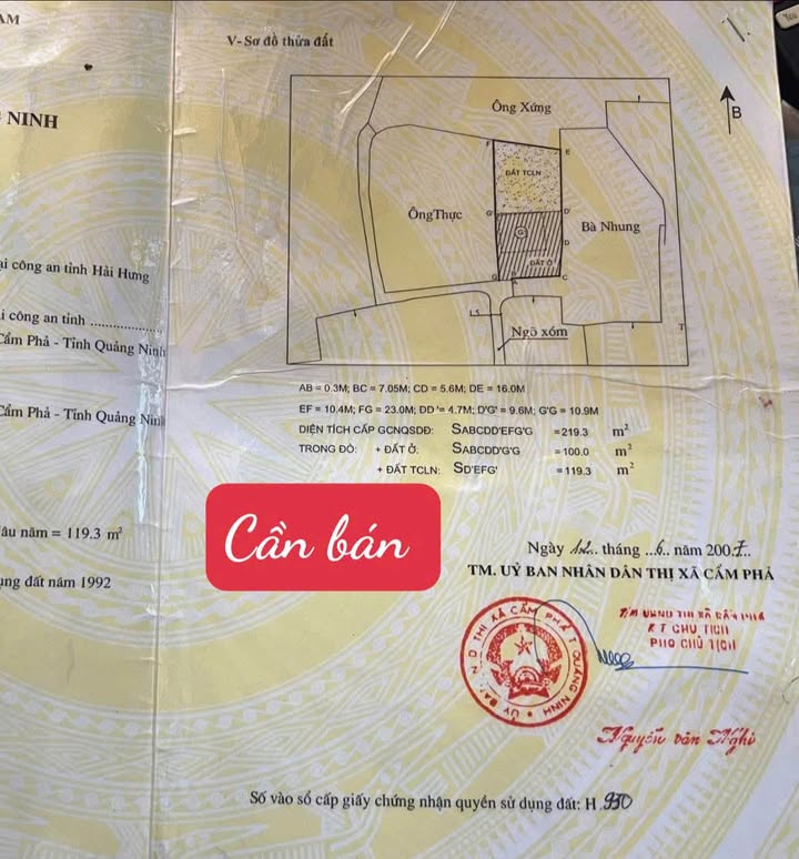 Đất nền Cẩm Phú 219m² giá 600 triệu - Cơ hội đầu tư tốt!