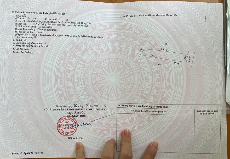 Đất thổ cư 157m² Thôn Như Lân, Nghĩa Trụ, Hưng Yên - Giá chào 7.85 tỷ!