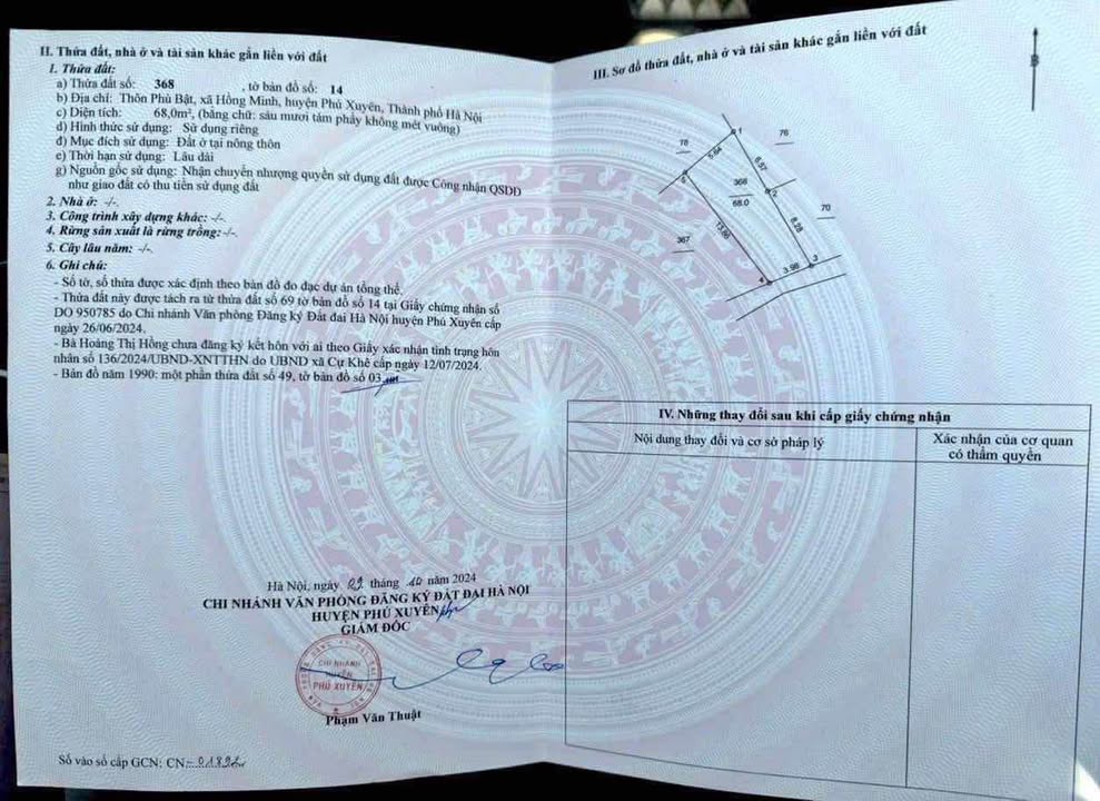 Đất nền Thôn Phủ Bật, Hồng Minh, 68m² giá 1 tỷ - Cơ hội đầu tư hấp dẫn!