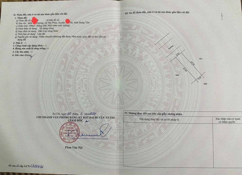 Đất giãn dân Tân Phúc Ân Thi 100m² giá chỉ 2 tỷ - Sổ đỏ chính chủ!