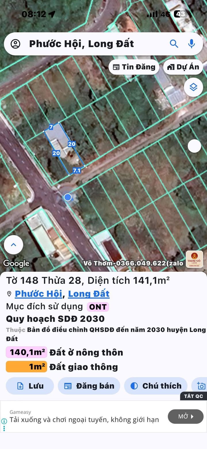 Đất thổ cư Phước Hải 140m² giá 2.3 tỷ - Cách biển chỉ 1km!